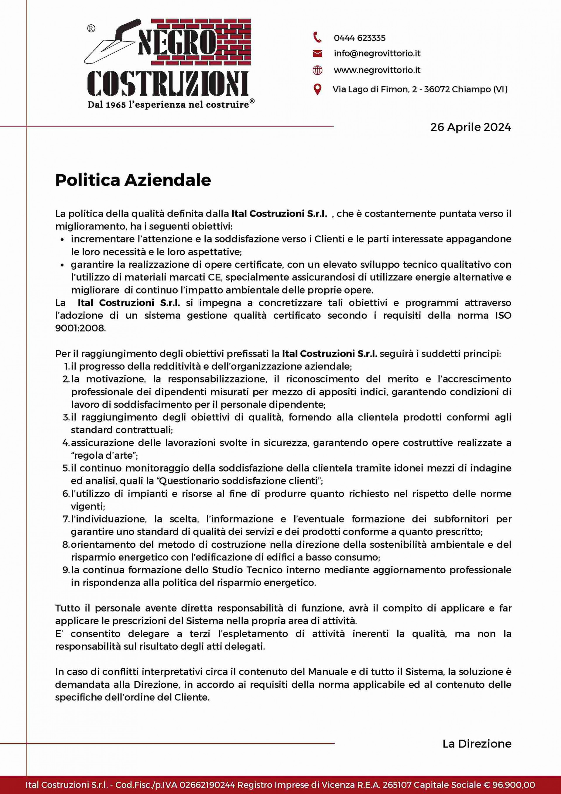 Politica Aziendale 2024